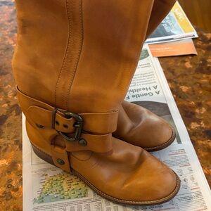 Anthropologie Tan Leather Heeled Boots